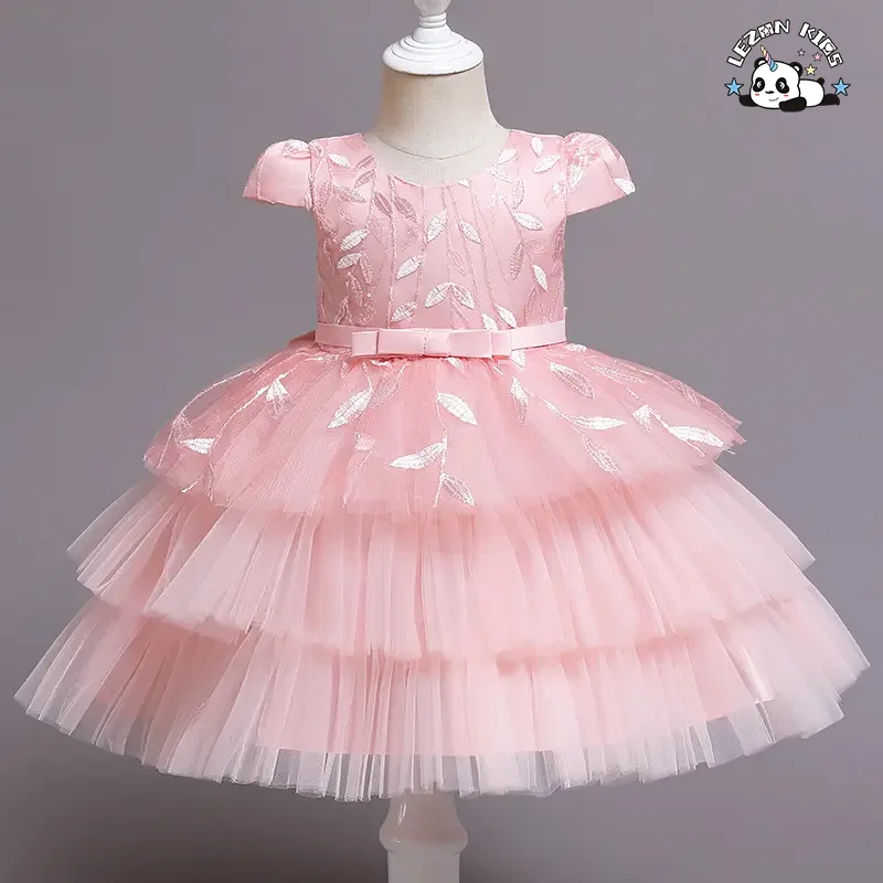 LEZONKIDS - Vestido de Menina Florido para Igreja, Vestido de Festa fora do ombro para Crianças